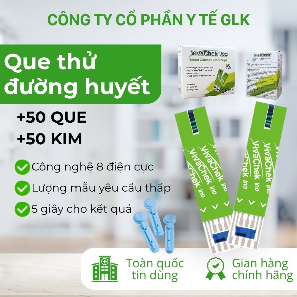 50 que thử đường huyết + 50 kim lấy máu