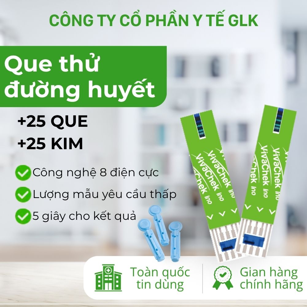 25 que thử đường huyết + 25 kim lấy máu