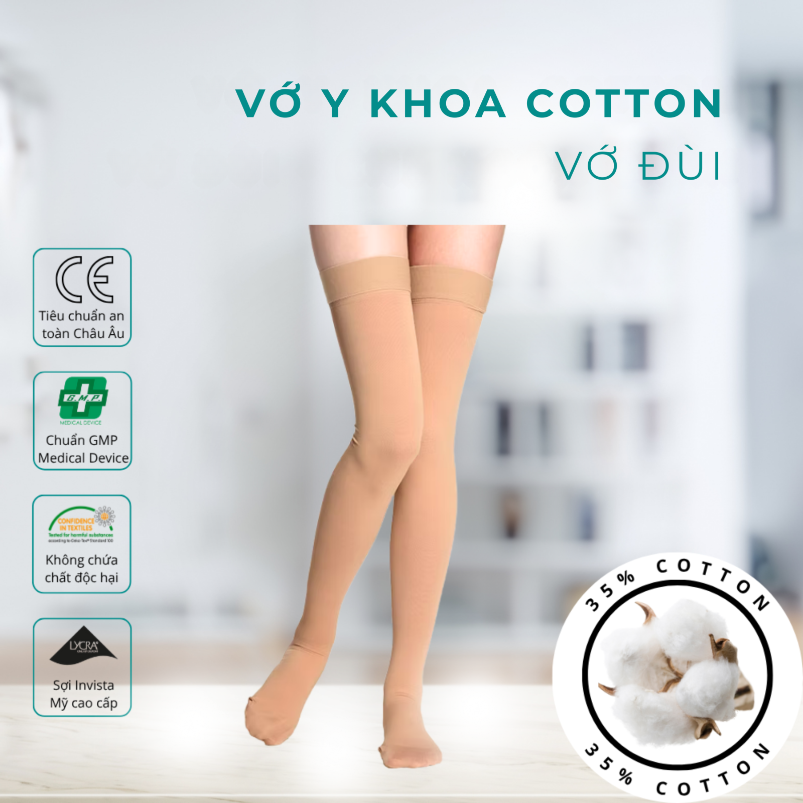 Vớ y khoa Cotton - Vớ Đùi