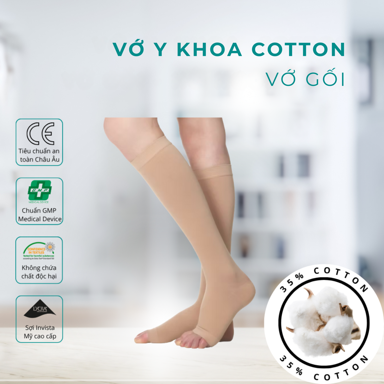 Vớ y khoa Cotton - Vớ Gối