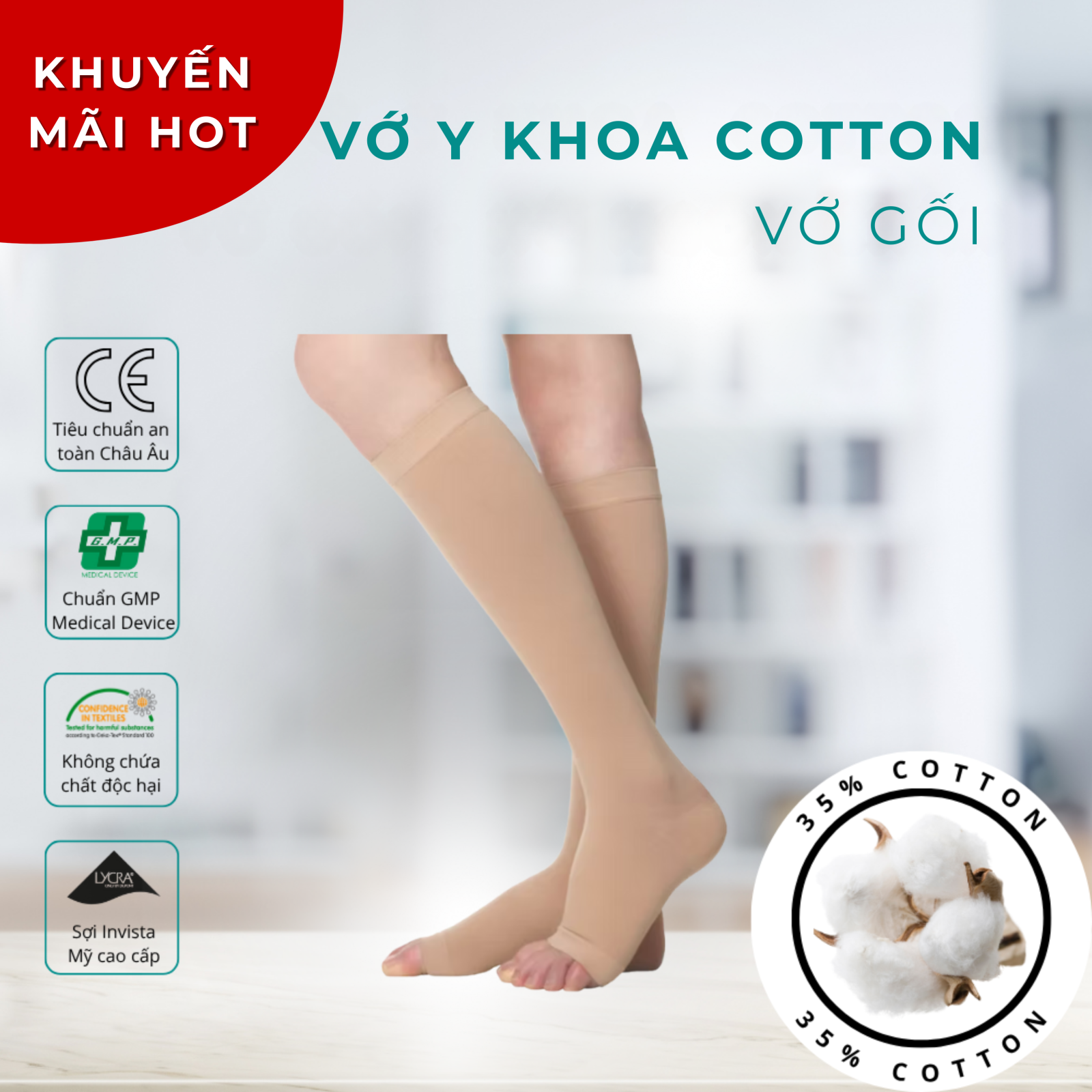 Vớ y khoa Cotton - Loại vớ gối