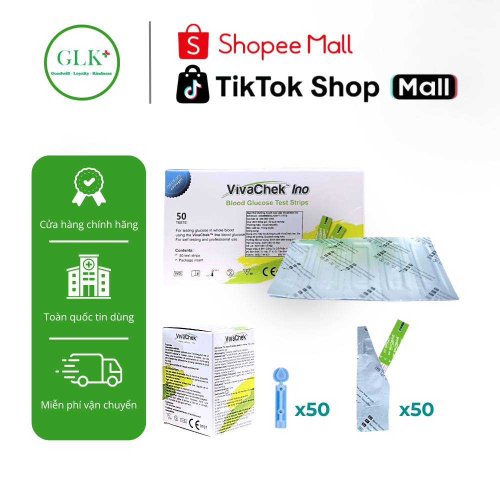 Combo C: 50 que thử đường huyết & 50 kim lấy mẫu