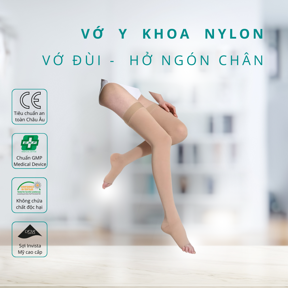 Loại 2: Vớ y khoa Nylon - vớ Đùi - hở ngón chân