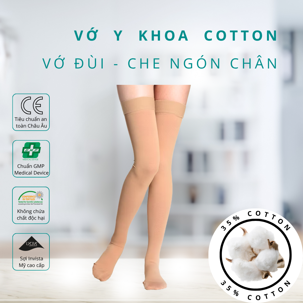 Loại 5: Vớ y khoa Cotton - vớ Đùi - che ngón chân