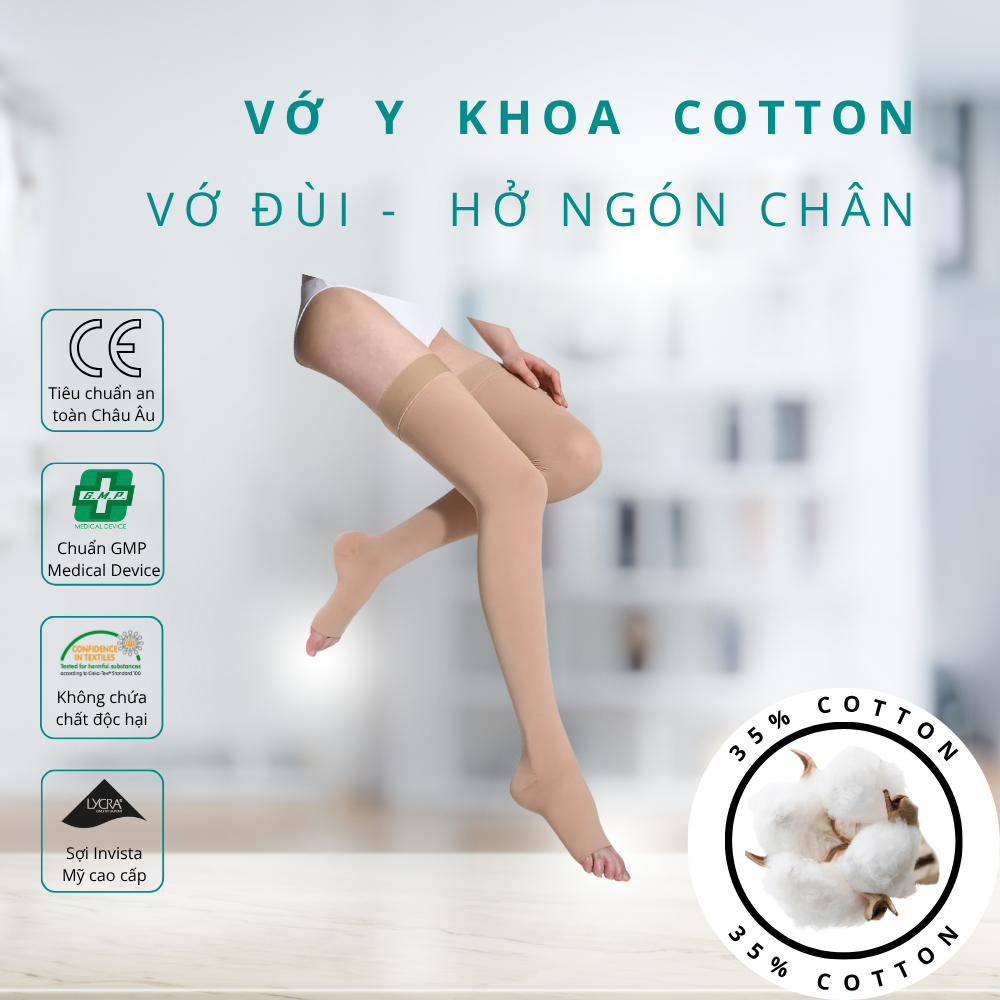 Loại 6: Vớ y khoa Cotton - vớ Đùi - hở ngón chân