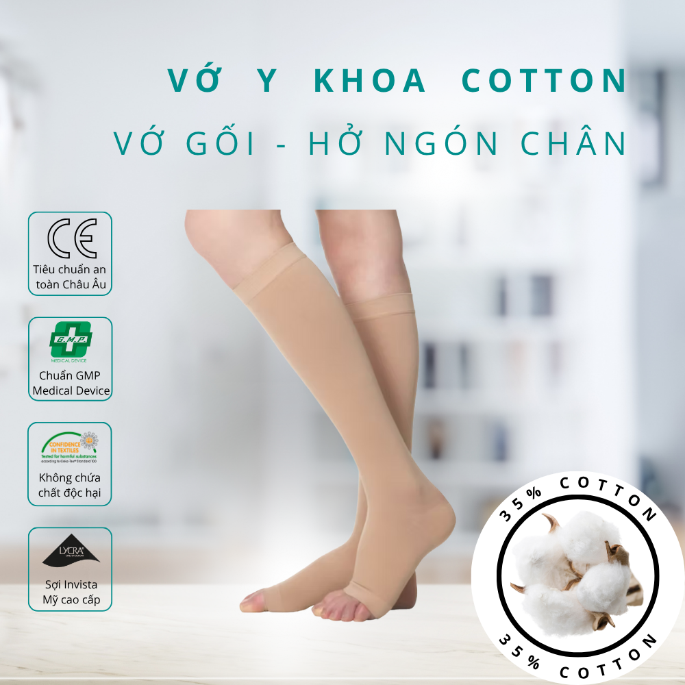 Loại 8: Vớ y khoa Cotton - vớ Gối - hở ngón chân